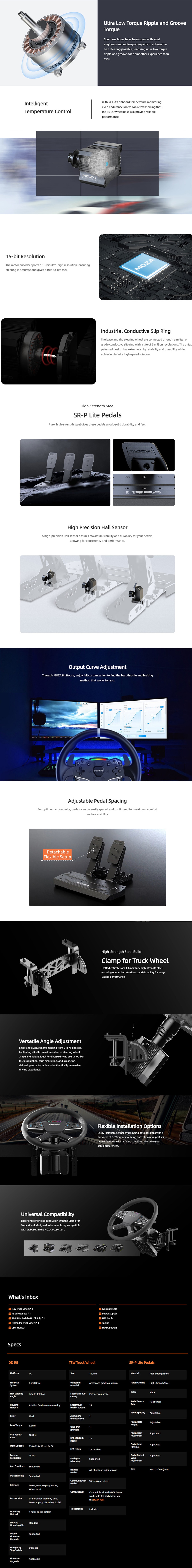 Moza Racing R5 Trucking Bundle (TSW Truck Steering Wheel +Truck Desk Clamp +R5 5.5nm Base +SRP Lite Dual Pedals)